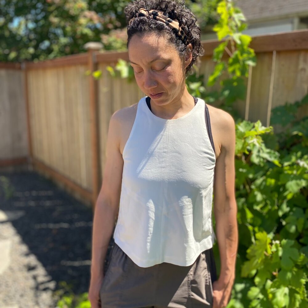 IRO Paris White Sleeveless Side Zip Minimalist Racerback Tank Blouse